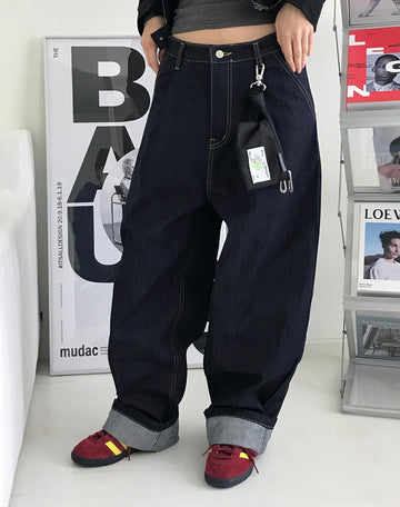 MUMU ONE TUCK WIDE DENIM
